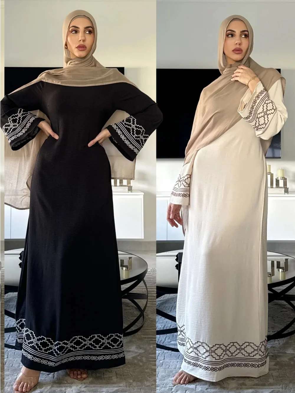 Embroidery Arabic - فستان إسلامي مطرز للعيد للنساء فساتين
