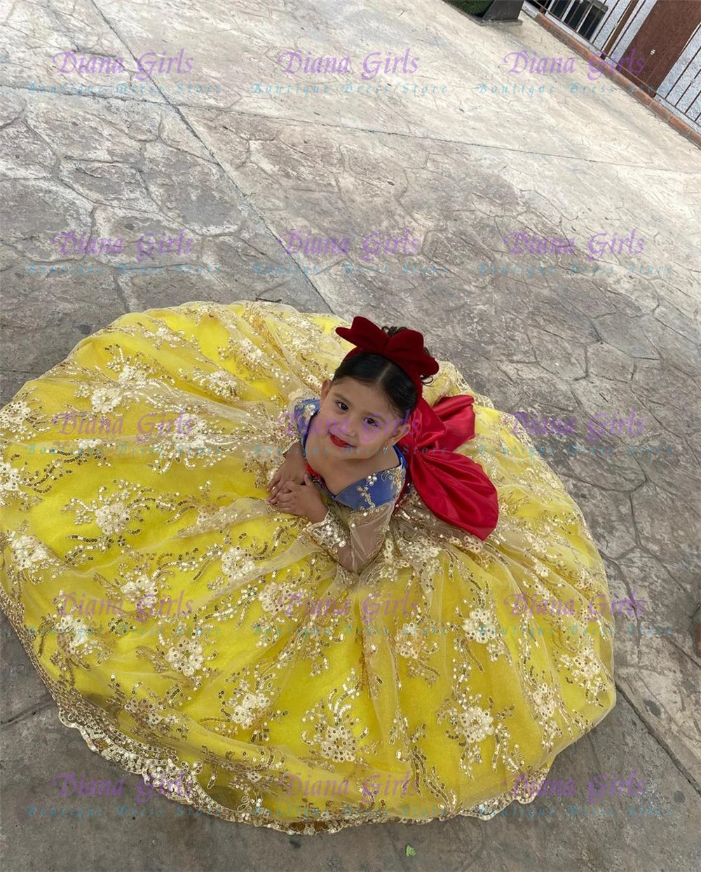Embroidery Yellow Flower - جودة جميلة الأصفر تول رقيق زين