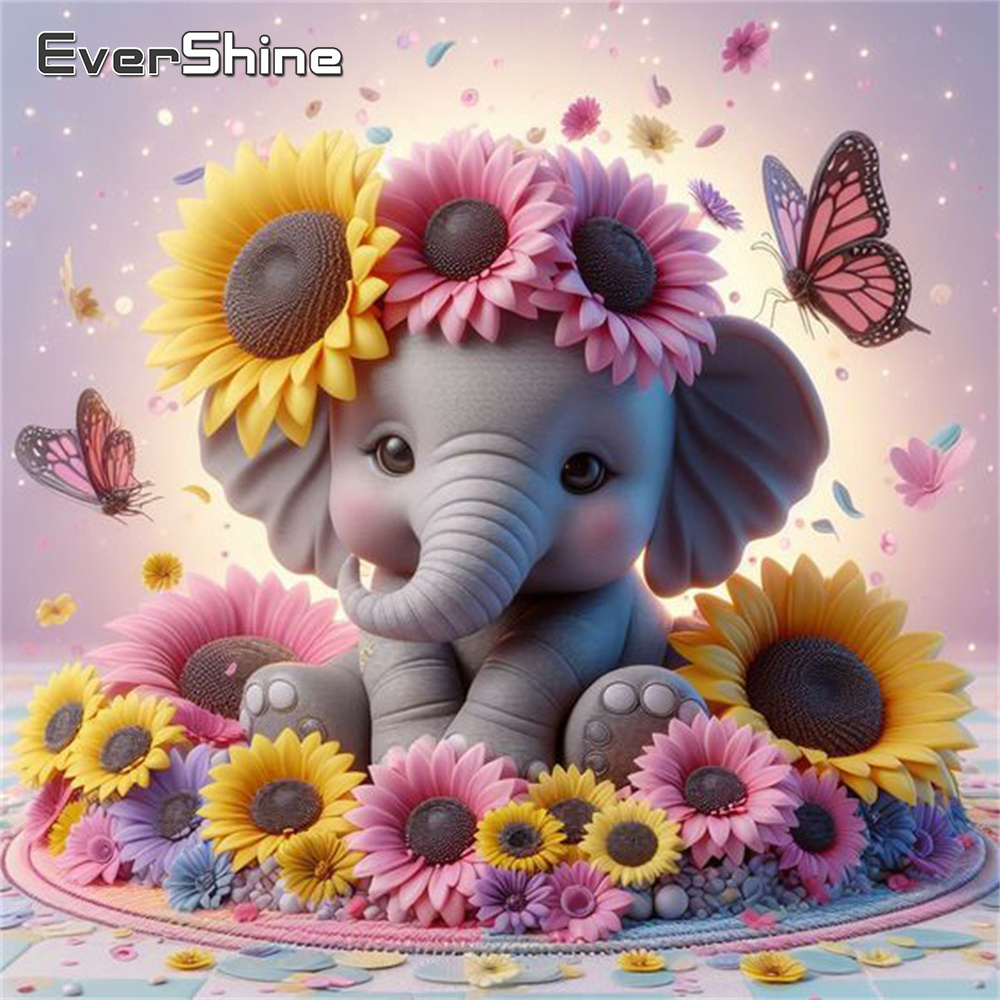 Embroidery Room - لوحة ماسية من Evershine-Elephant ، مجموعات
