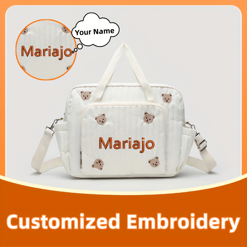 Embroidery Font Free - حقيبة سفر بنمط الدب والزنبق، قطعة