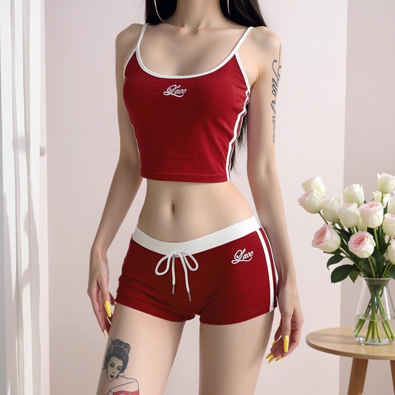 Embroidery Vest - أطقم نسائية متناسقة: تانك توب بياقة