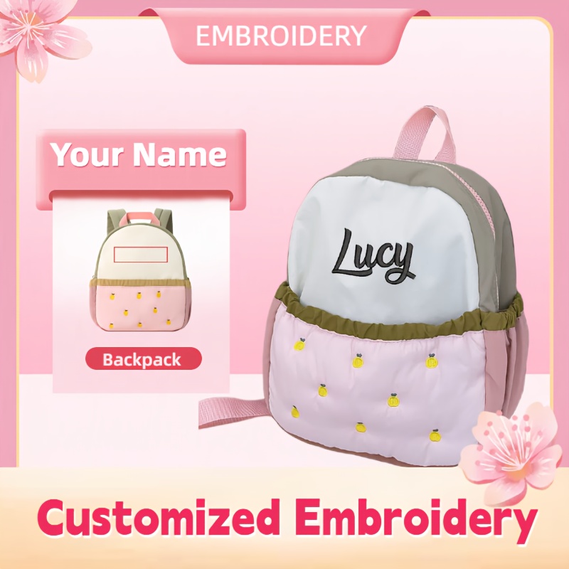 Embroidery Font Free - حقيبة ظهر صغيرة مطرزة بشكل أناناس