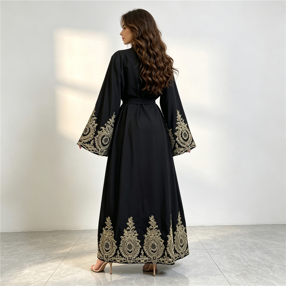 عباية دبي جديدة فاخرة، كيمونو، - مراجعة Embroidery Arabic وسعره