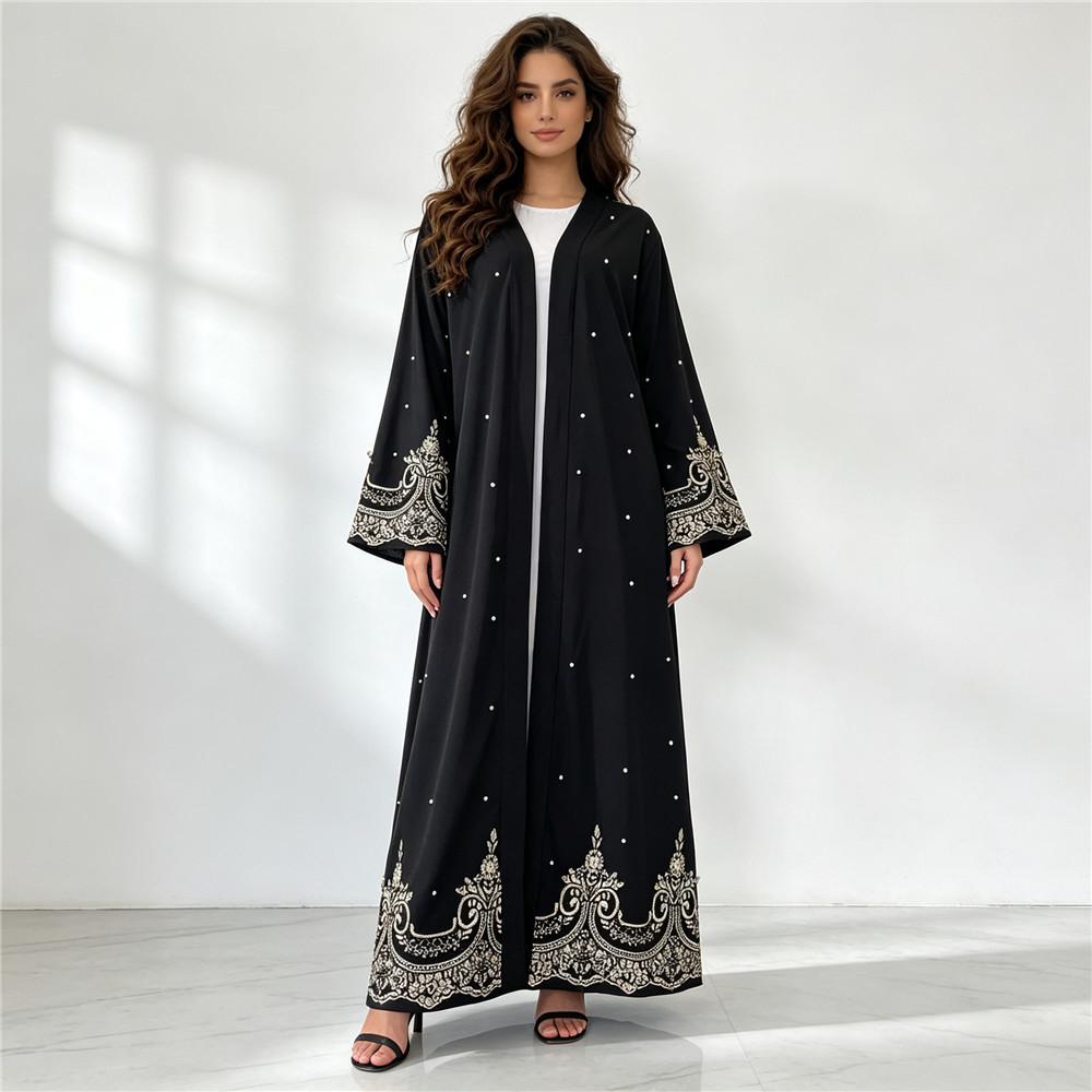 عباءة دبي مطرزة بالخرز مفتوحة  - مراجعة Embroidery Arabic وسعره