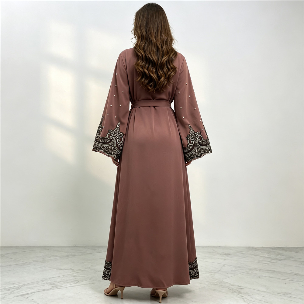 عباءة دبي مطرزة بالخرز مفتوحة  - مراجعة Embroidery Arabic وسعره