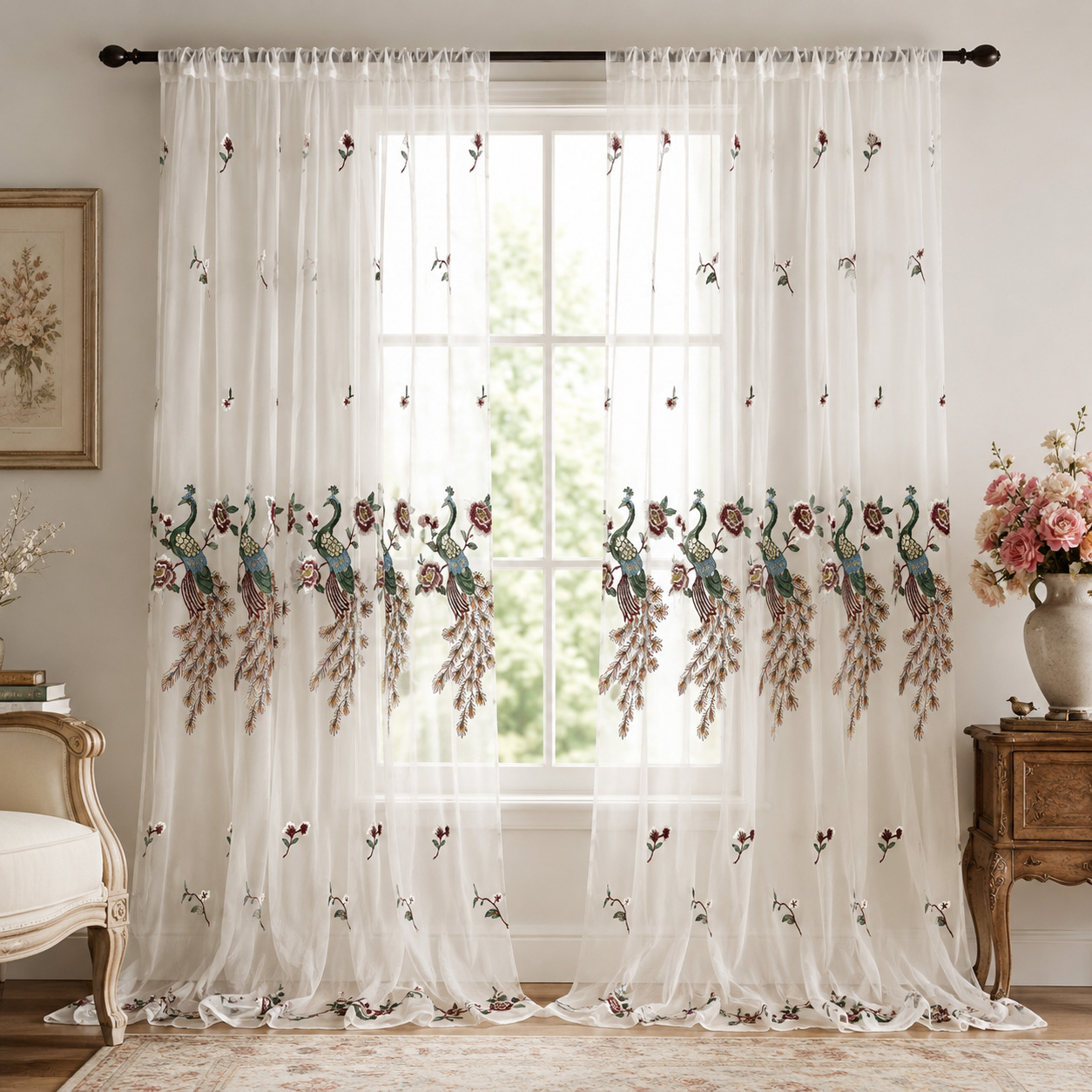 قطعة واحدة، ستارة شفافة بيضاء  - مراجعة Embroidery Room وسعره