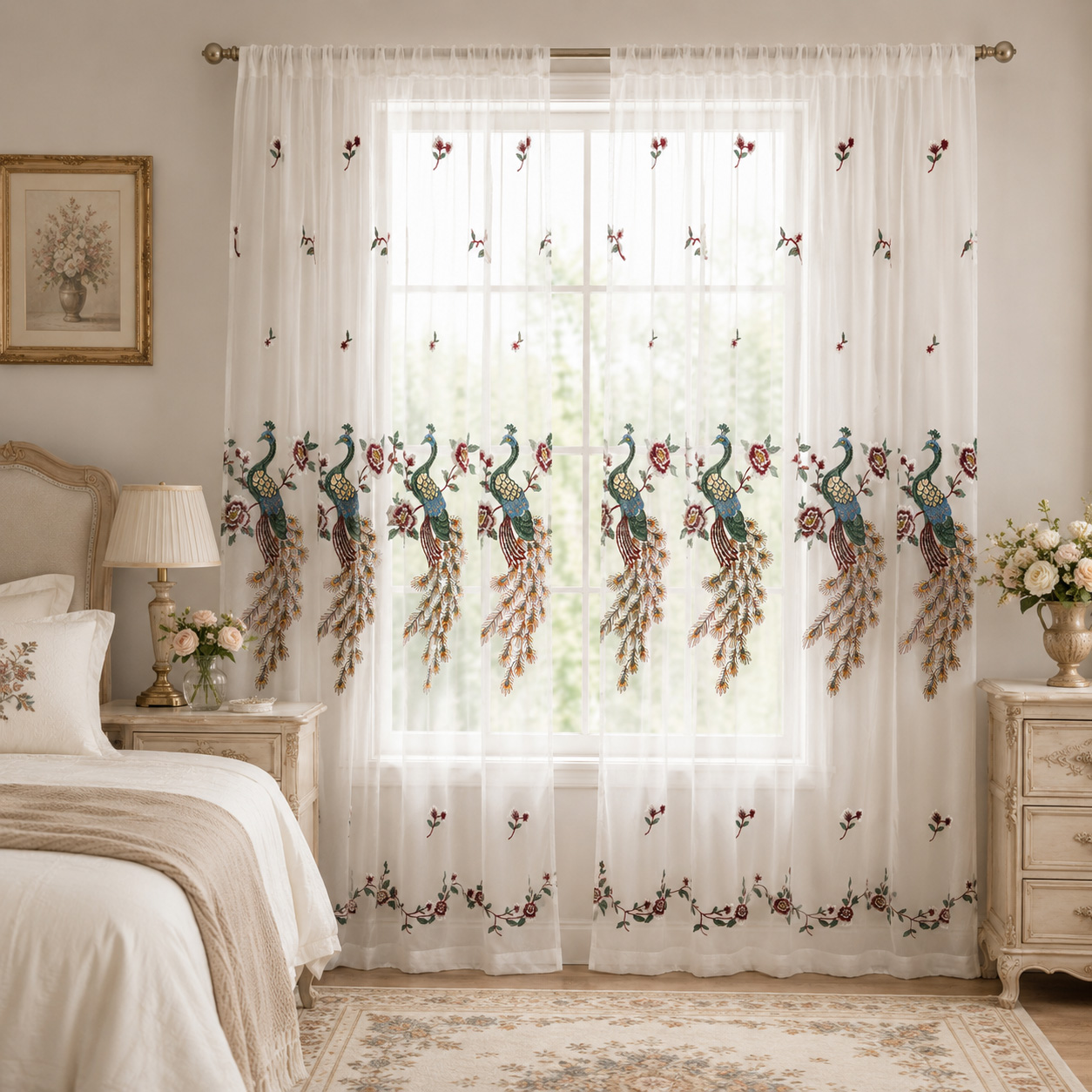 قطعة واحدة، ستارة شفافة بيضاء  - مراجعة Embroidery Room وسعره