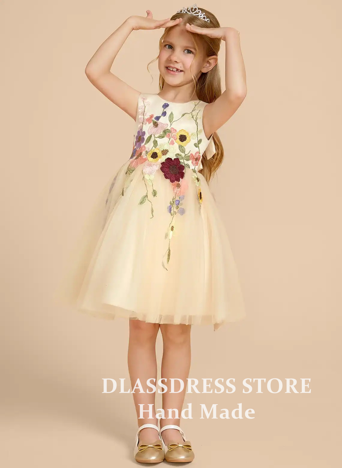فساتين فتيات الزهور المصنوعة م - مراجعة Embroidery Yellow Flower وسعره