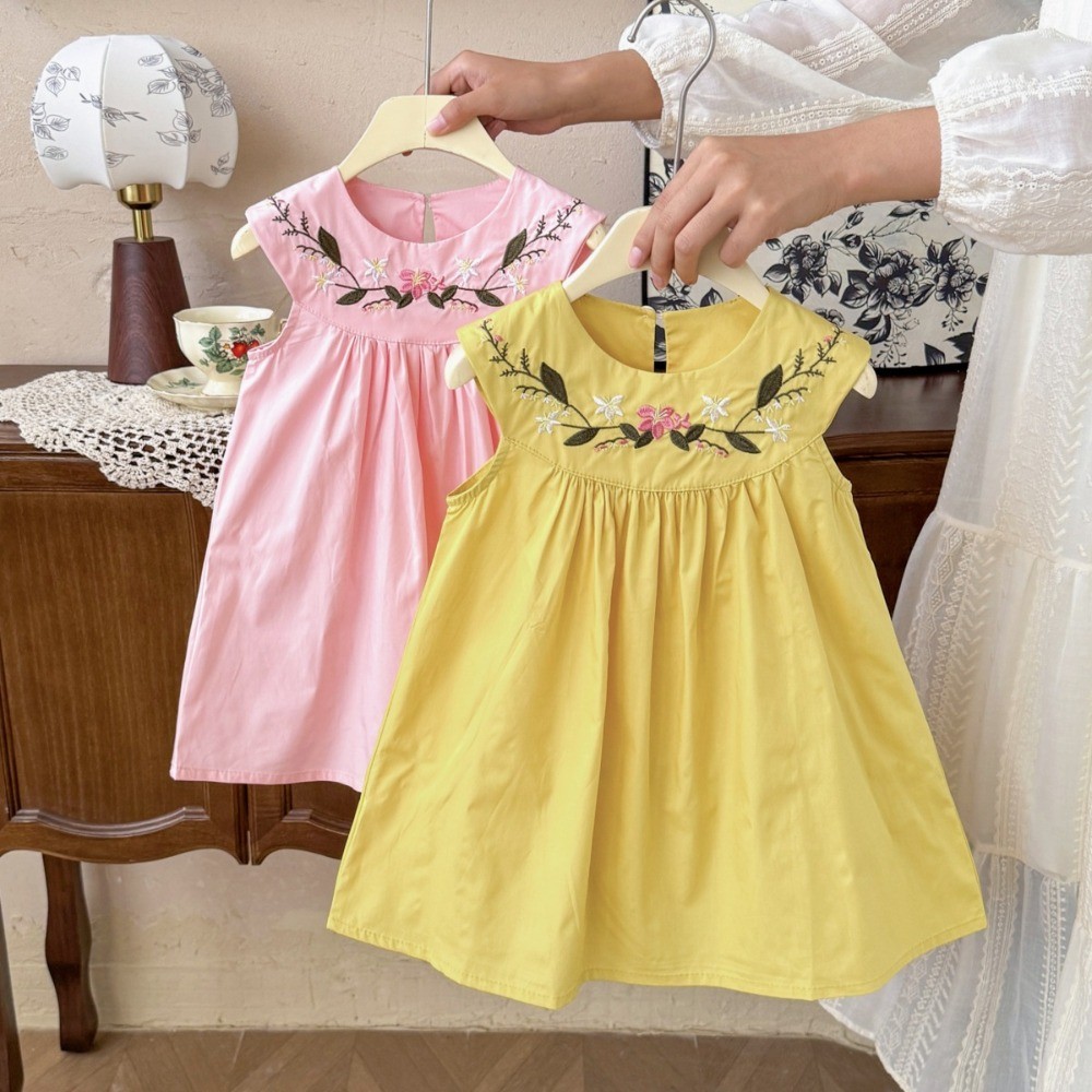 فساتين صيفية جديدة للفتيات على - مراجعة Embroidery Yellow Flower وسعره